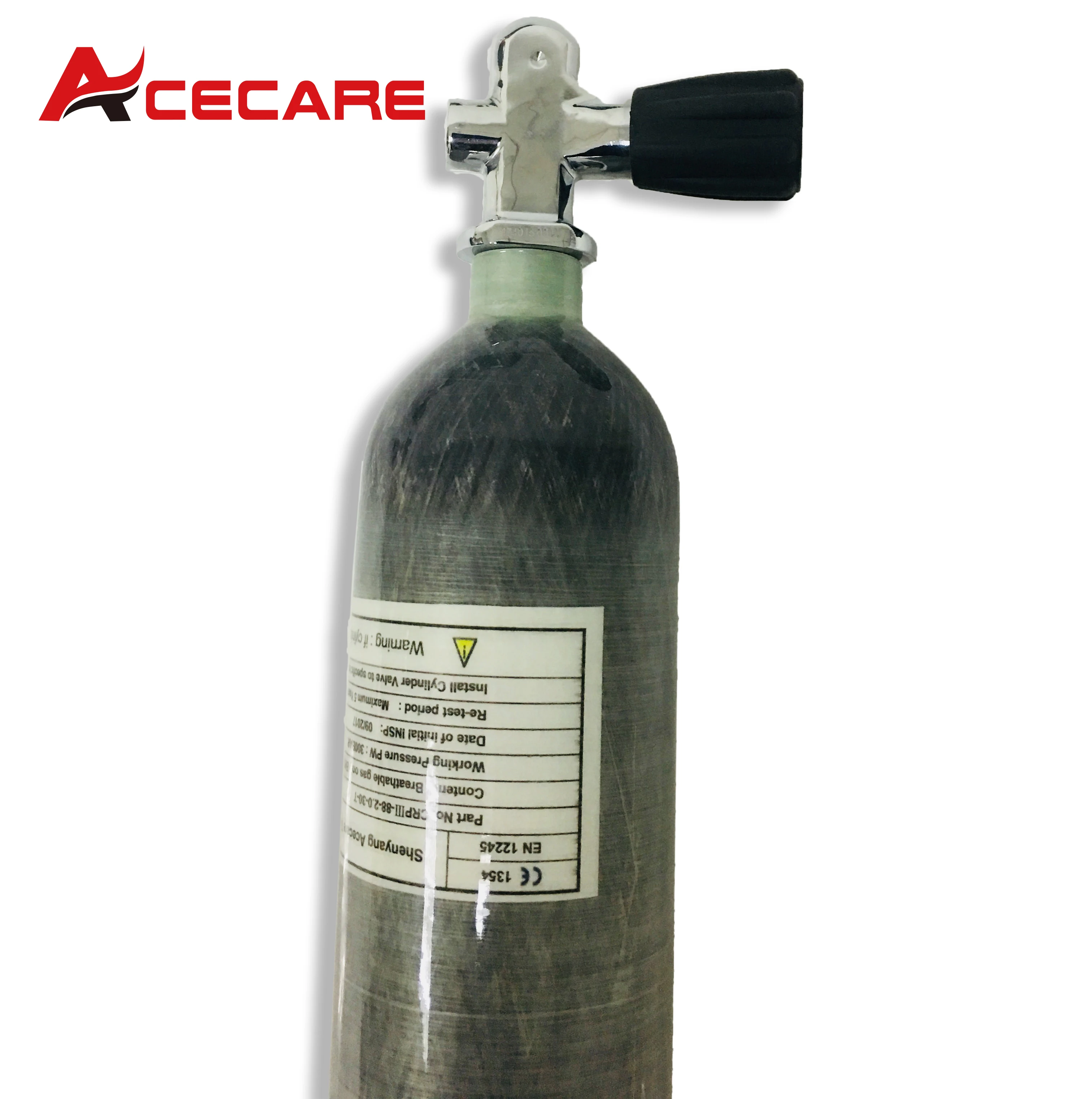 ACECARE Botol Scuba Diving Silinder Udara Serat Karbon 2L 30Mpa 300Bar 4500Psi dengan Katup Selam