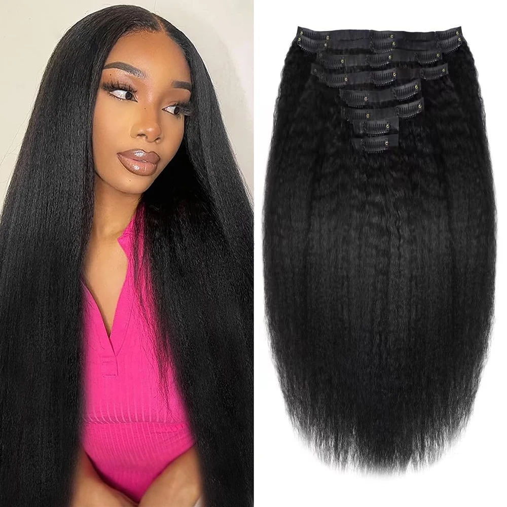 

Накладные волосы на заколке, настоящие человеческие волосы, странные прямые человеческие волосы, заколки для наращивания, бесшовные заколки, 100% человеческие волосы для женщин