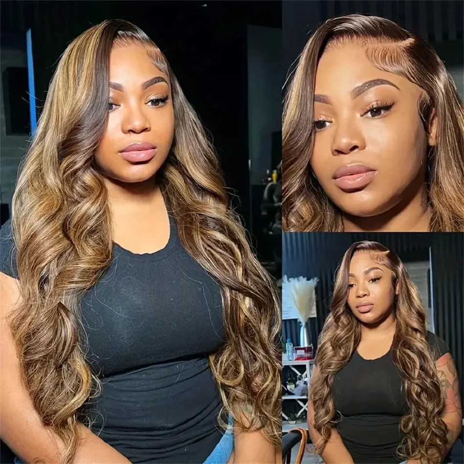 

Highlight Body Wave Wigs 100% Human Hair 13x4 Hd Lace Frontal Wigs Natural Hairline 200 Density 13x4 Lace Frontal Wig For Women