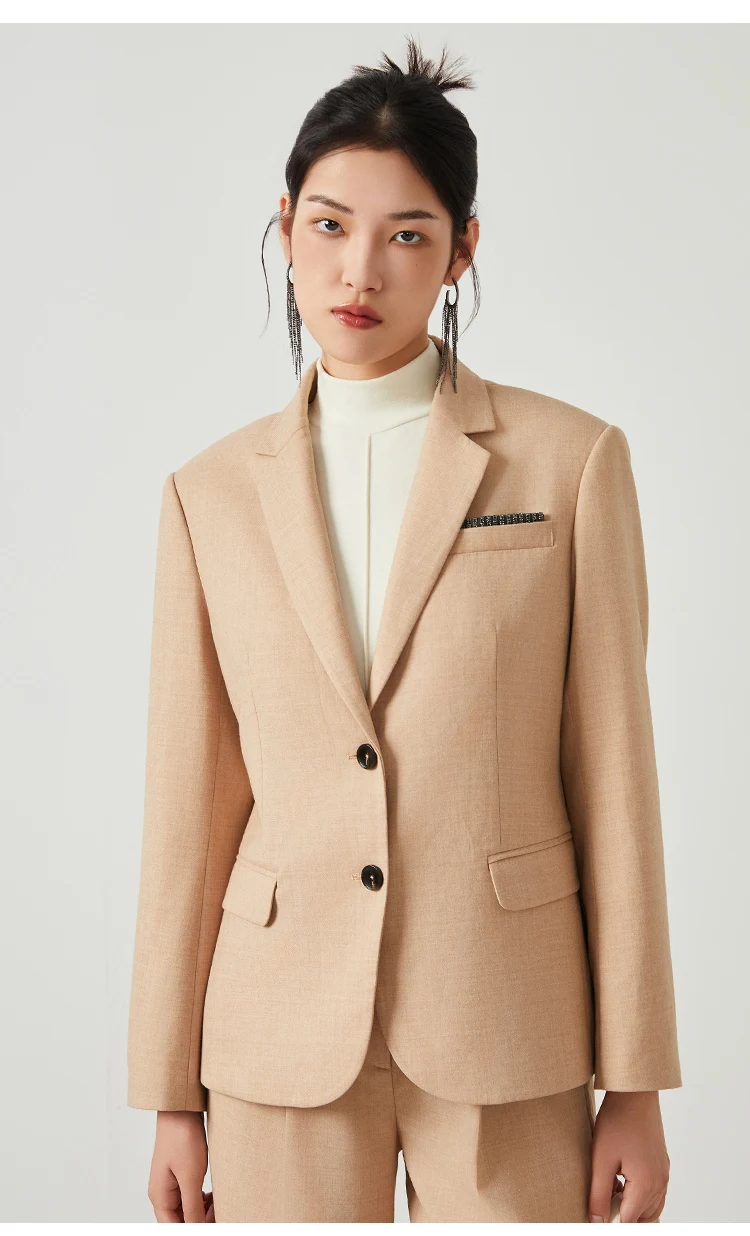 K2613W Designer-Stil Damen-Wollblazer Minimalistischer Premium-Stoff Büro-Mode-Anzugmantel – Detail 3