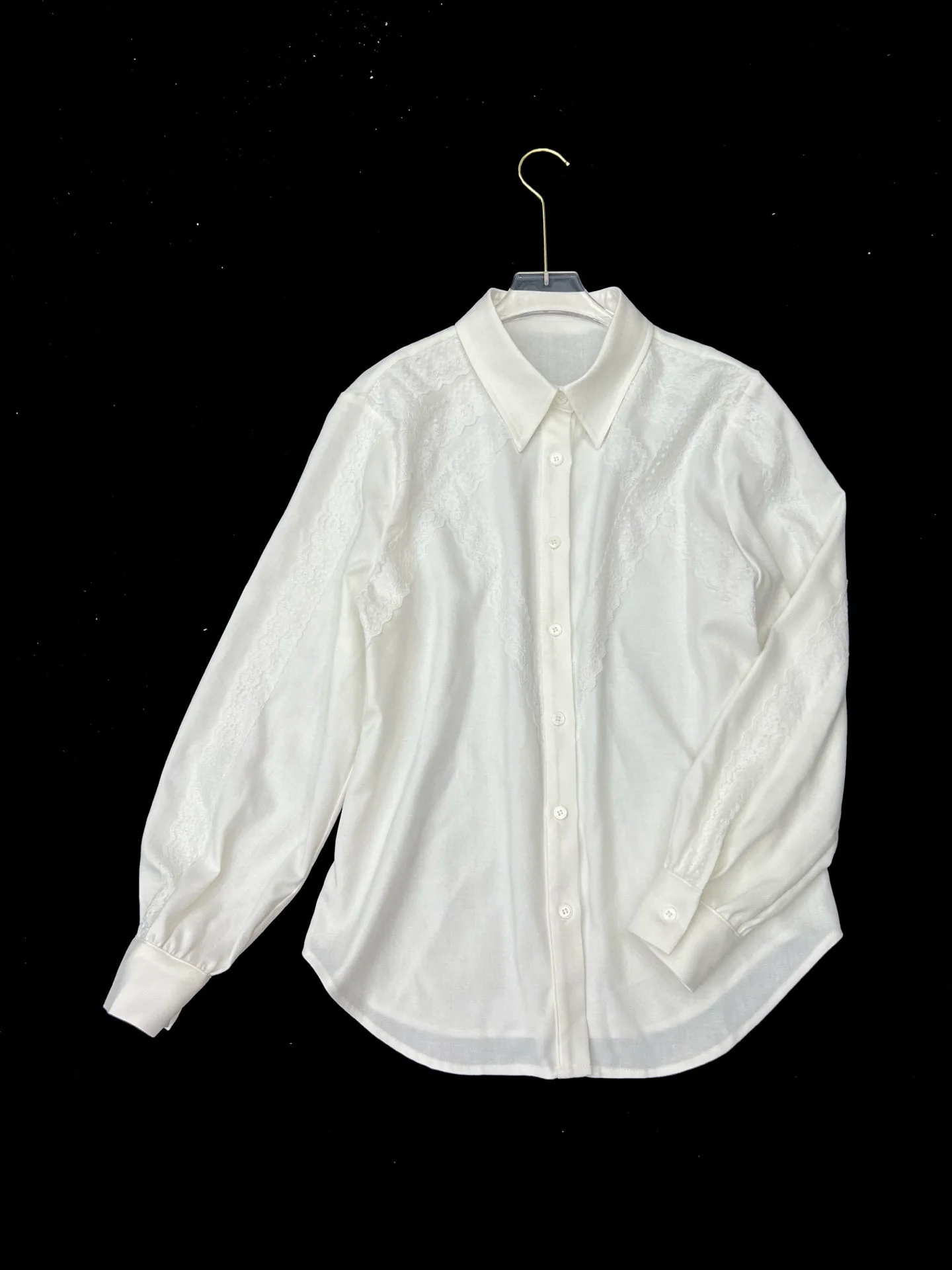 Chemise ample en lin pour femmes, exclusivement, garnie de dentelle, automne