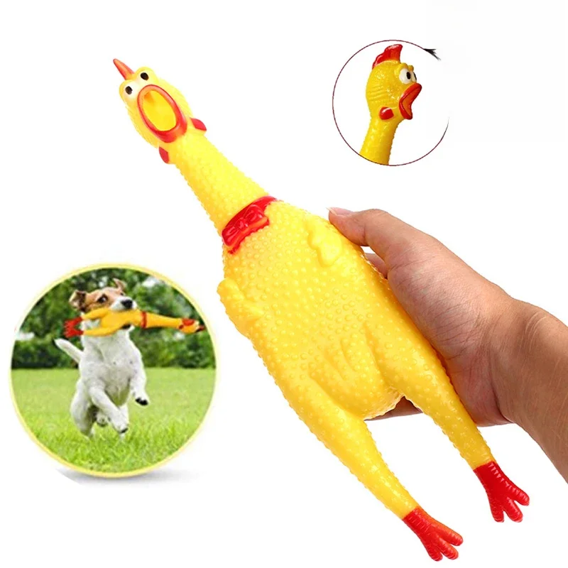 Frango Squeak Toy para Animais de Estimação, Screaming Squeeze Sound, Dog Chew Toy, Borracha