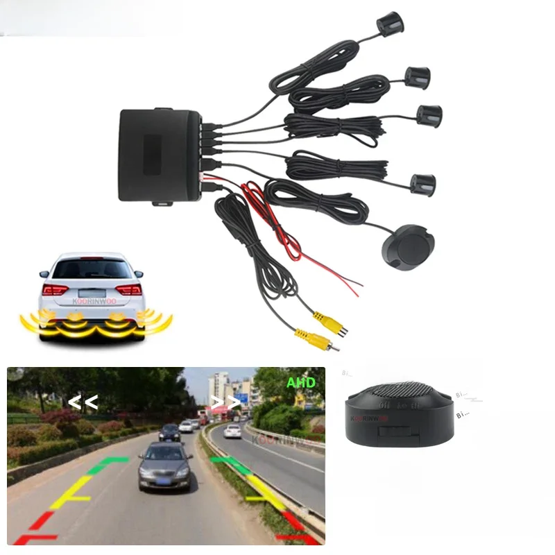 Koorinwoo regulowany czujnik parkowania AHD 4 system wideo RCA cyfrowy numer Car Parktronics czujniki detektora samochodu dla kamery AHD 12V — 2