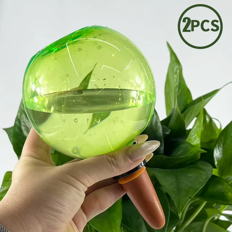 2PCS 16.91oz Plant Self-Watering Spikes, Transparent Visible Spherical Design, Terracotta Permeation Slow-Release Technology, Ev