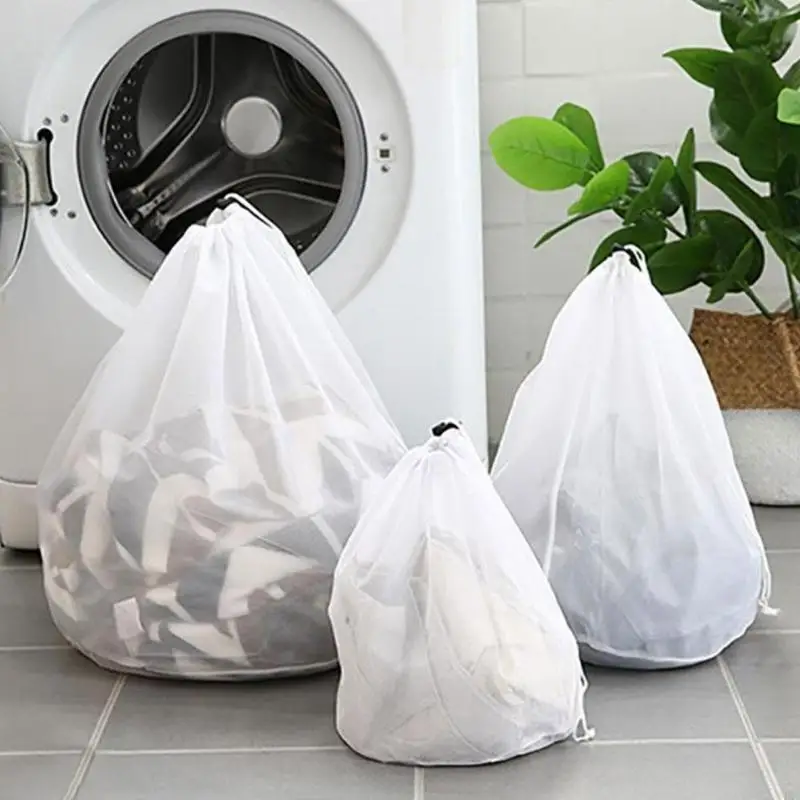 Netz-Wäschebeutel mit Kordelzug, Großer Waschbeutel für Blusen, Strümpfe und Unterwäsche, Ideal für Reisen und Wäsche – Detail 6