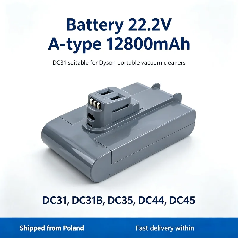 22,2V A-Typ 12800mAh Akku für Dyson DC31 DC31B DC35 DC44 DC45 tragbare Staubsauger, Hochleistungs-DC 31V Ersatzakku, schneller Versand aus Polen
