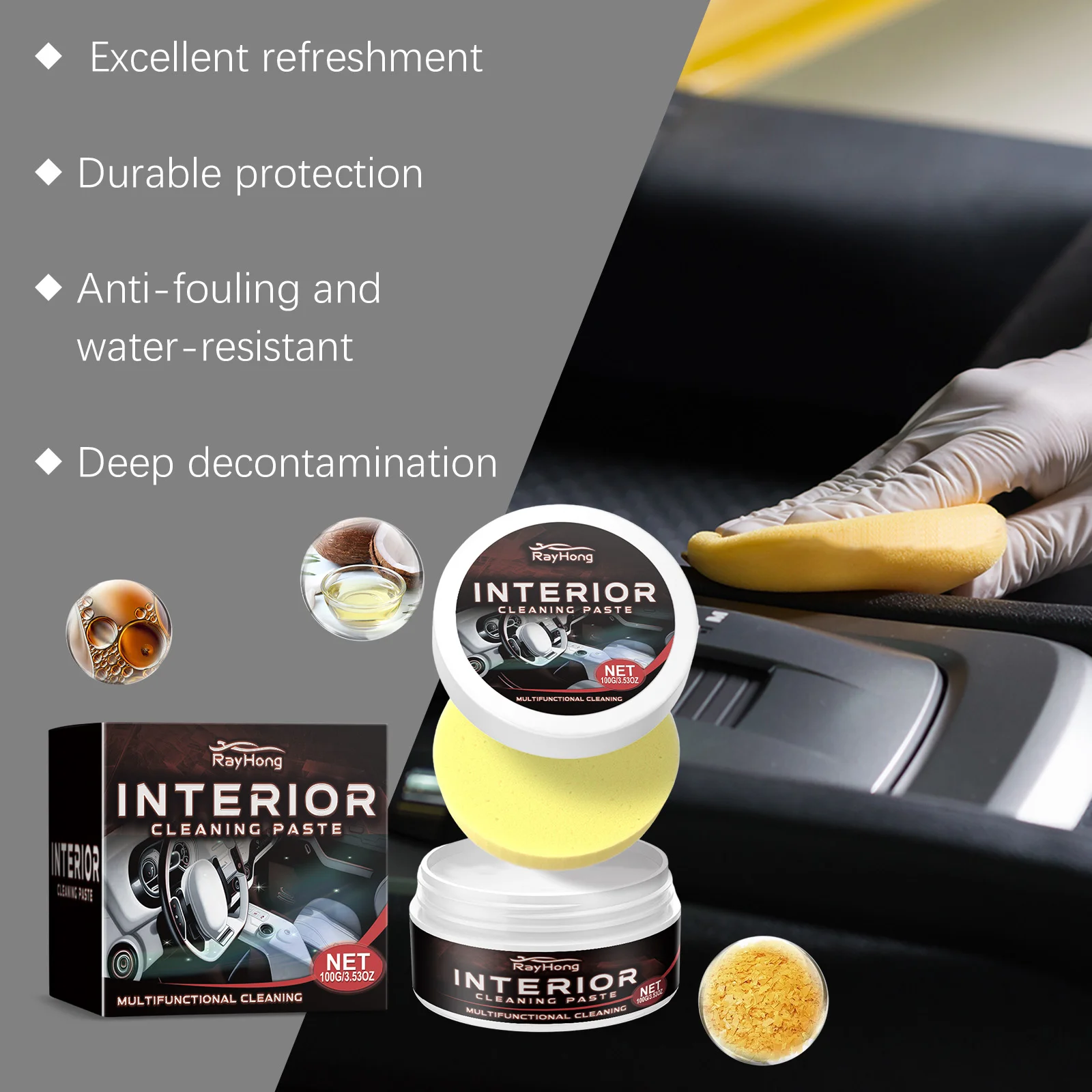 Universal Car Plastic Care Cream for Interior Exterior, Remove Scratches & Aging, Polish Gloss Prevent Whitening Refinish Wax