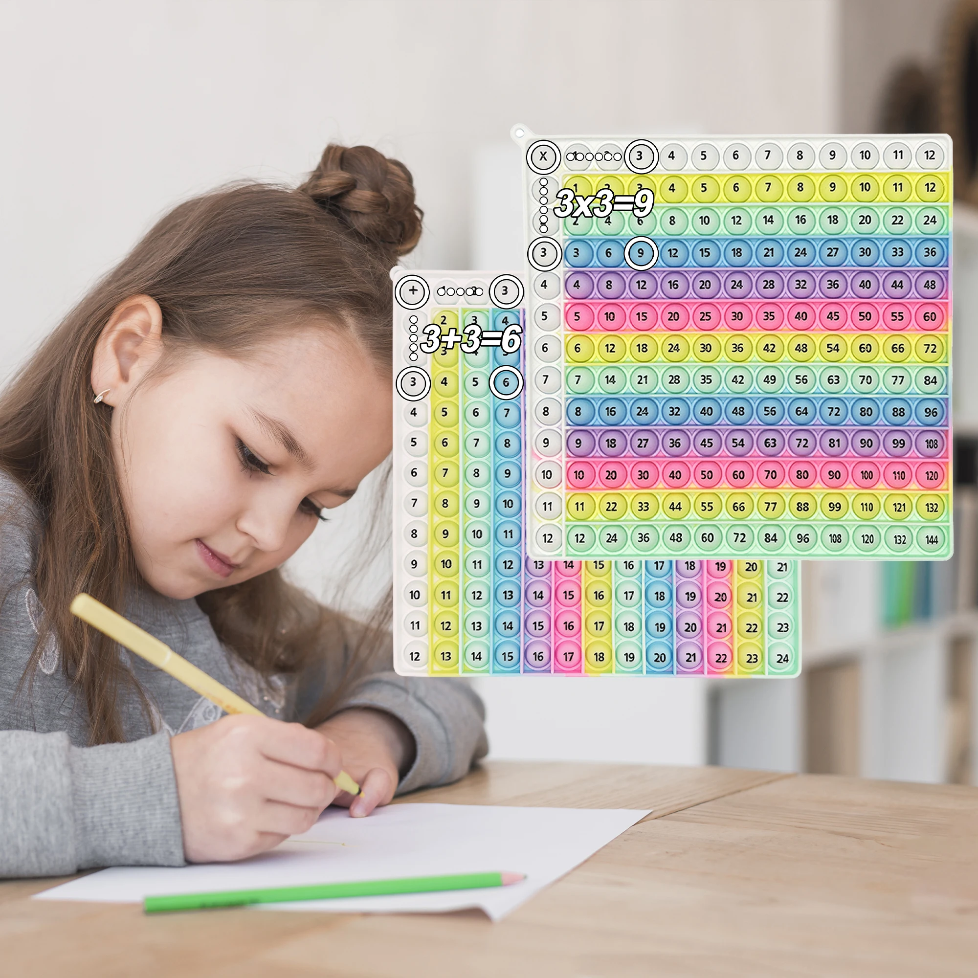 Zahlen 12x12 Multiplikation 12+12 Addition Math Games Fidget Toy Quick Push Educational Learning Toys mit Push Bubbles für Kinder