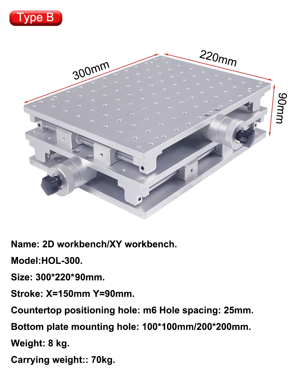 HUNST 2-Achsen-Bewegungstisch, tragbares Schrankgehäuse, XY-Tisch für Laserbeschriftungs-Graviermaschine, 300 x 220 mm/210 x 150 mm/300 x 300 mm – Detail 6