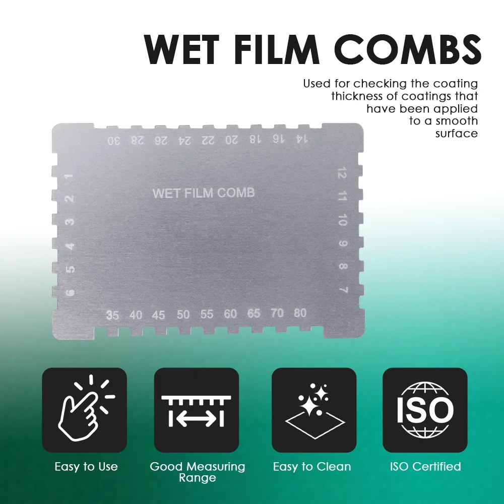 Wet Film Combs Micrometer 25~2032µm Microns 1~80 Mil Dual Scale for Paint Coating Thickness Step Notched Gauge Rectangular Style