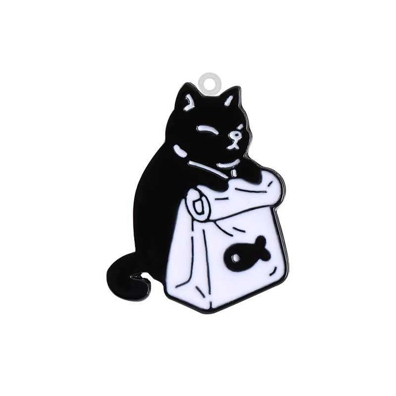 10PCS Cat Acrylic Charm Pendants Kawaii Takeout Pack Cat Plant With Hole Makings Charms For Earrings Bracelets Jewelry