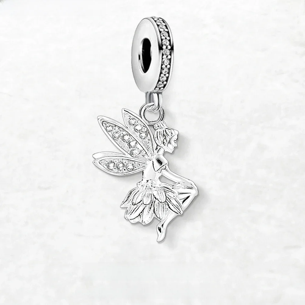 Magicznie Elf Fairy Wisiorek 925 Sterling Silver Dangle Charm Kobiety Śliczna biżuteria — zdjęcie 2