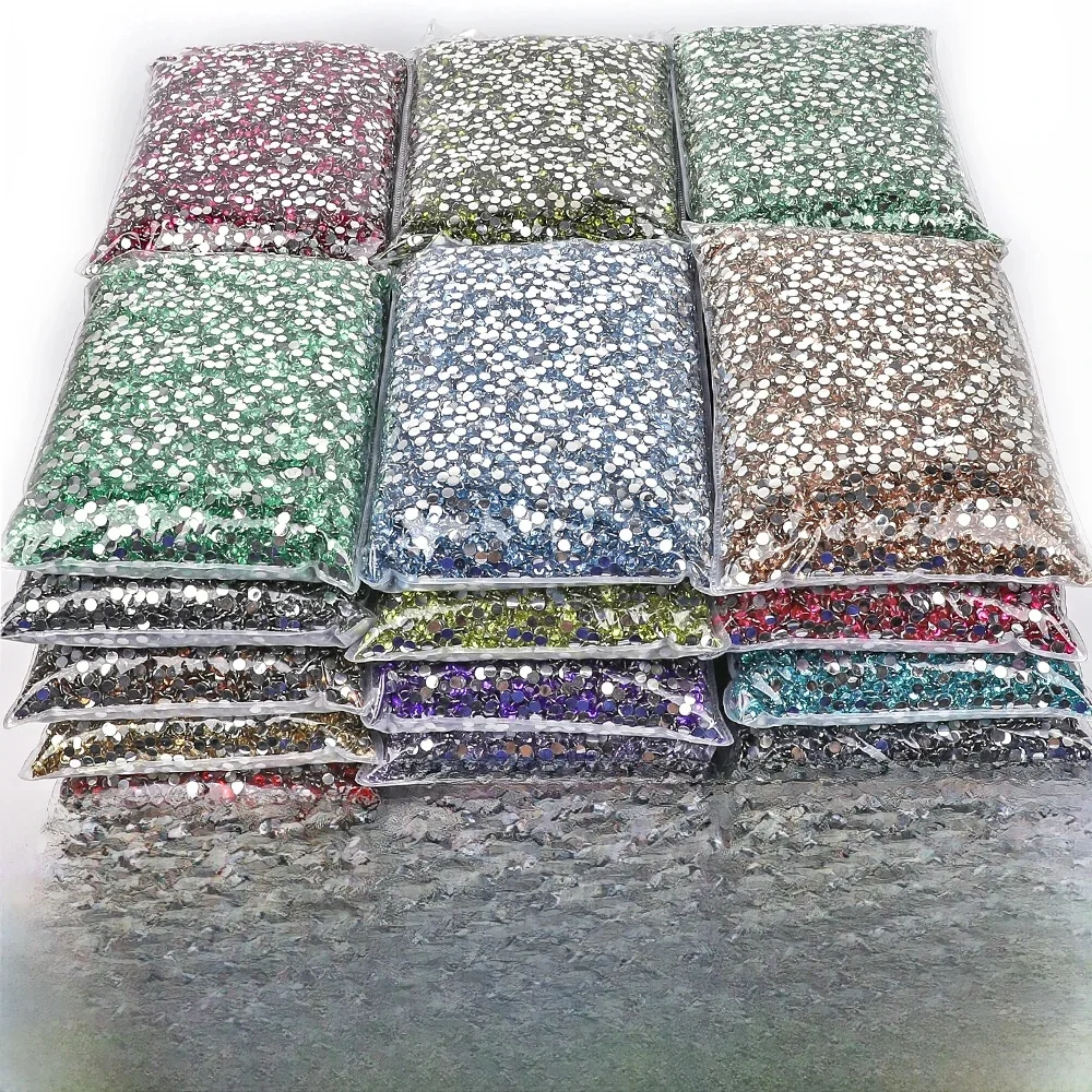 Vente en gros en vrac argent et gelée fond paillettes Grystal Strass Non correcteurs Cтразы Strass à dos plat pour décorations de mariage bricolage