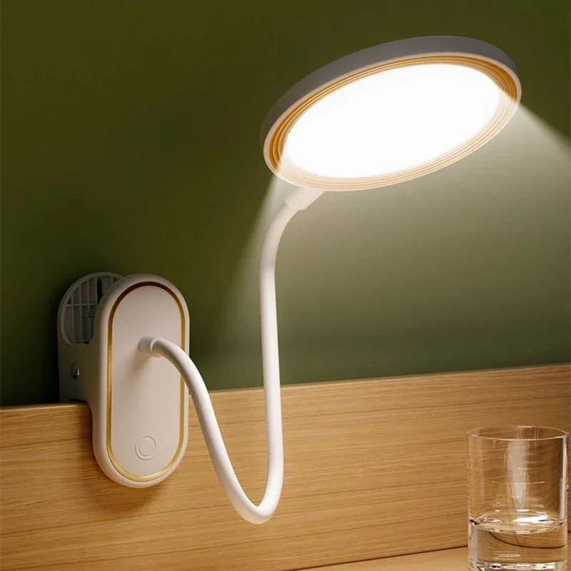 Lampa stołowa USB Akumulatorowa lampa biurkowa z klipsem do czytania książek Lampka nocna LED Touch 3 tryby Ściemnianie Światło chroniące oczy — zdjęcie 2