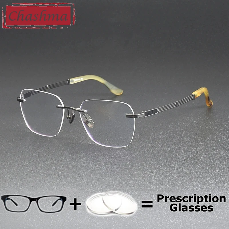 

Top Quality Optical Prescription Glasses Anti Blue Ray Durable Multifocal Progressive Lenses Fashion Rimless Spectacle for Men