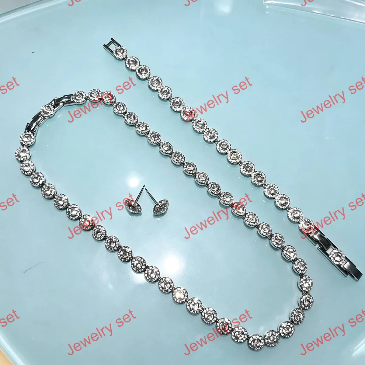 Original 2026 Round Perfect Water Drop Crystal Bracelet Earrings Necklace Ring Charming for Women High Jewelry Set Wedding Gift