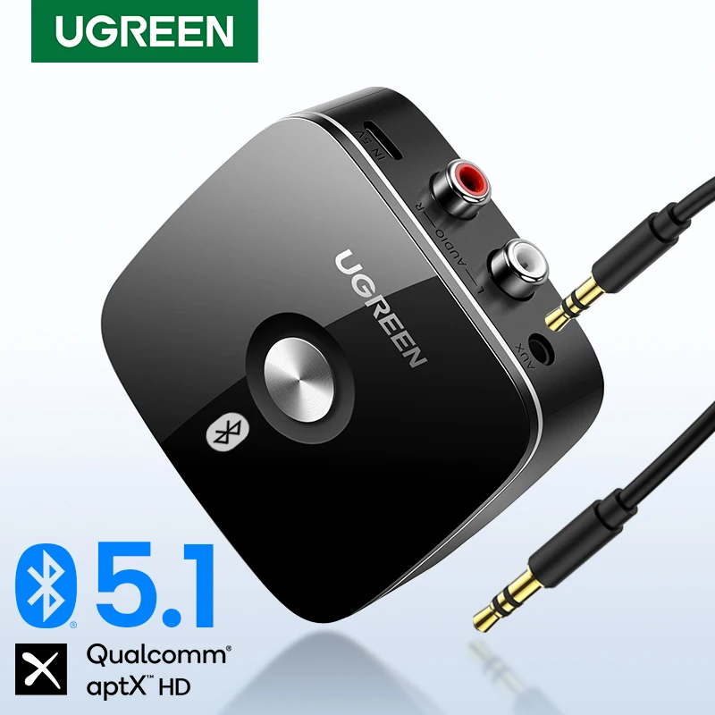 UGREEN – récepteur de musique RCA Bluetooth 5.1 aptX HD, Jack 3.5mm, adaptateur Aux sans fil pour TV et voiture, récepteur Audio 5.0 3.5