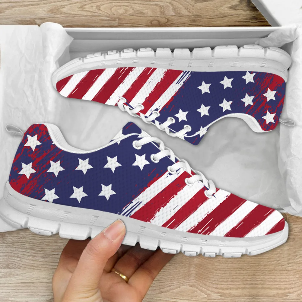 Sneakers for Women United States Country Flag Pattern Non-slip Platform Shoes Outdoor Work Breathable Wear-Resistant Flats Shoe