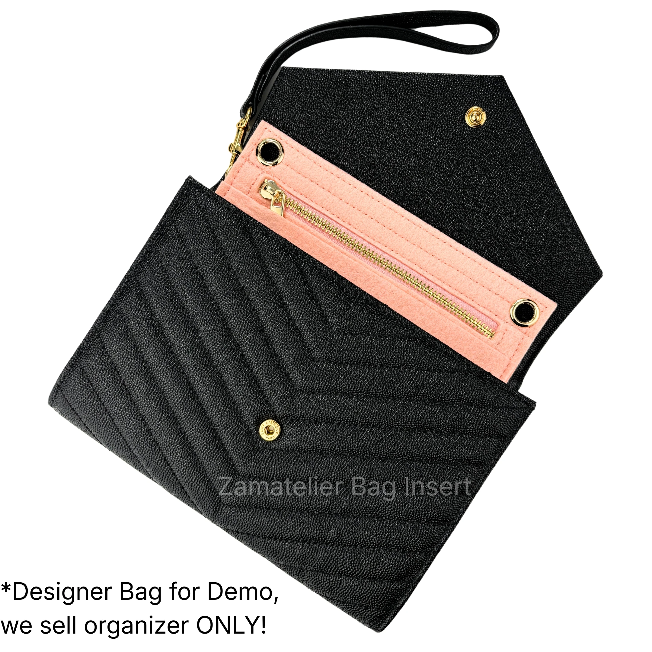 Cassandre Clutch Monogram Conversiekit - Om te zetten tot schoudertas/crossbody tas met vilten inzetstuk organizer en gouden/zwarte/zilveren ketting
