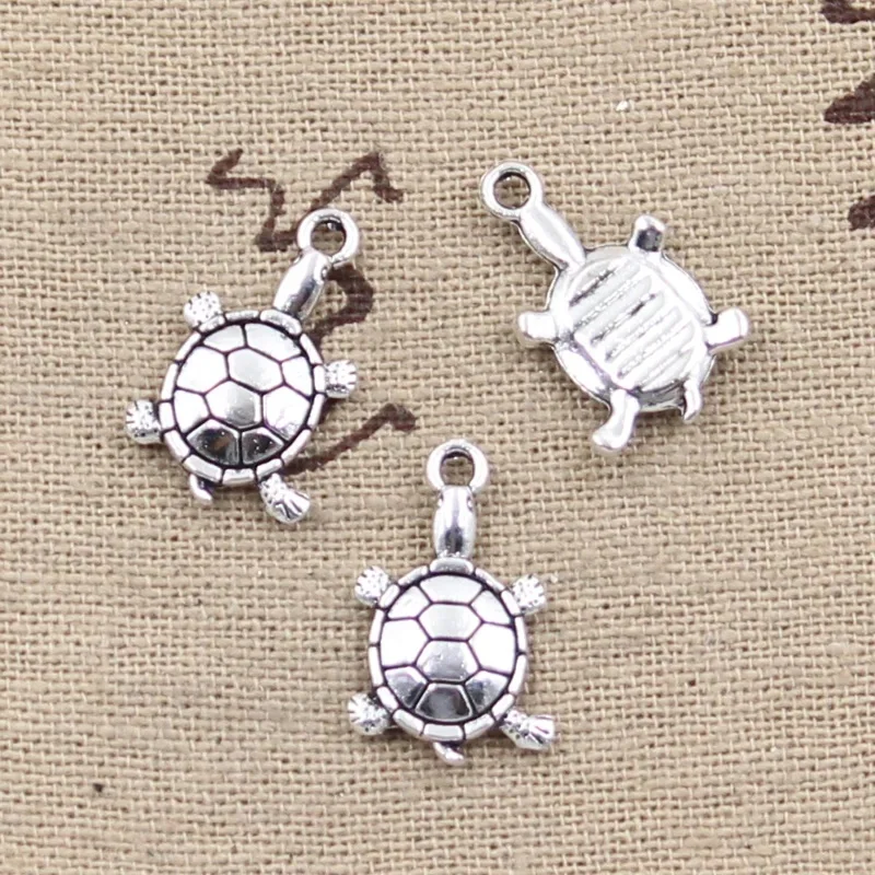 25 sztuk Charms żółw morski morze 18x11mm antyczne srebro kolorowy platerowany wisiorki dokonywanie DIY Handmade tybetański srebrny kolor biżuteria — zdjęcie 2