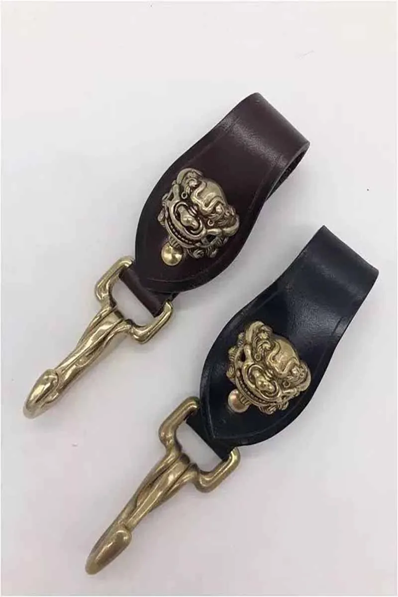 Brass Leather knife Sword Hooking Keychains Vintage Unisex Belt buckle Hanfu Armor Accessories Sword Hooking