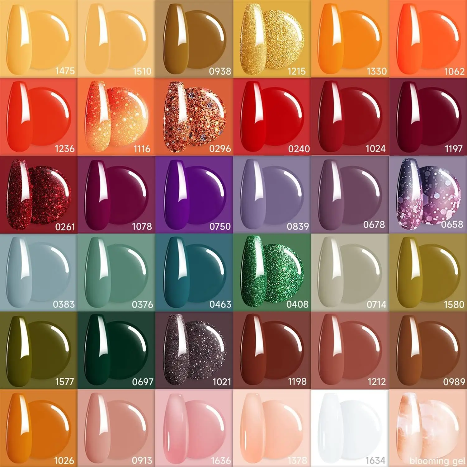 modelones 40-teiliges Gel-Nagellack-Set, Weihnachten Winter Nude Braun Grün Rot Lila Orange Gold Gelee Weiße Farben Blooming Gel P