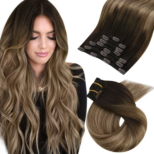 Moresoo Clip en extensiones de cabello cabello humano Real Ombre extensión de cabello Real Clip en cabello humano 5 uds y 7 Uds Remy Clip en extensiones