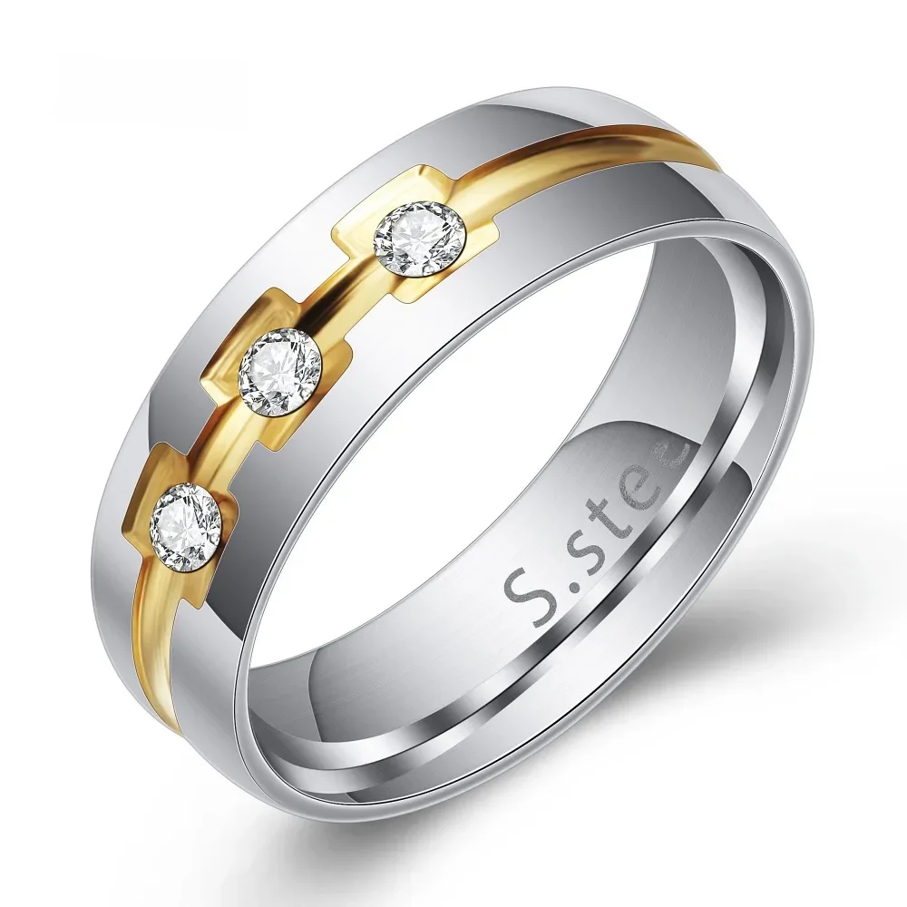 VQYSKO Bling CZ Obrączki ślubne dla kobiet 6MM Stal nierdzewna Kobieta Aliance Anel Prezenty miłosne — zdjęcie 2