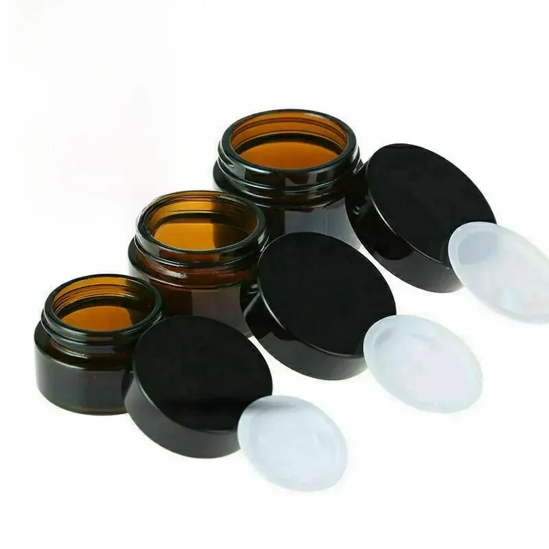 Bouteille en verre ambré pour crème cosmétique pour le visage, récipient pour baume Jules, pots, flacons de maquillage, 5ml, 10ml, 15ml, 20ml, 30ml, 50ml, 2 pièces