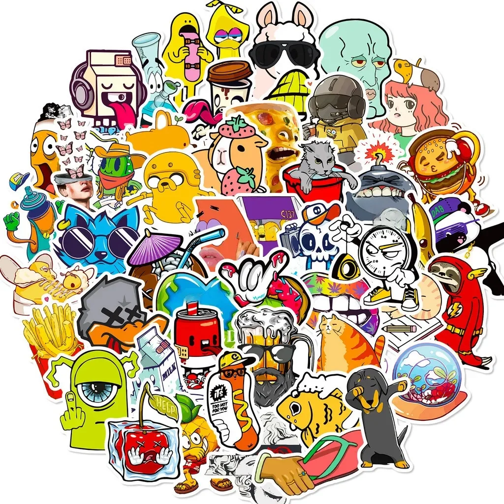 AliExpress None 50PCS Trendy and Fashionable Hip-hop Elements Waterproof Graffiti Stickers for Helmet Bicycle Hand Account Pencil Case Decals