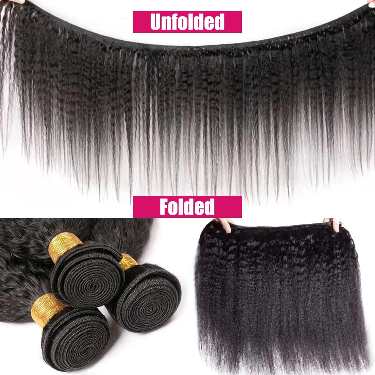 Brasileiro Kinky Straight Cabelo Humano, Remy Virgem Cabelo, Weave Bundles Extensões, Natural Black, 100% não transformados, 3 Pacotes, # 1B