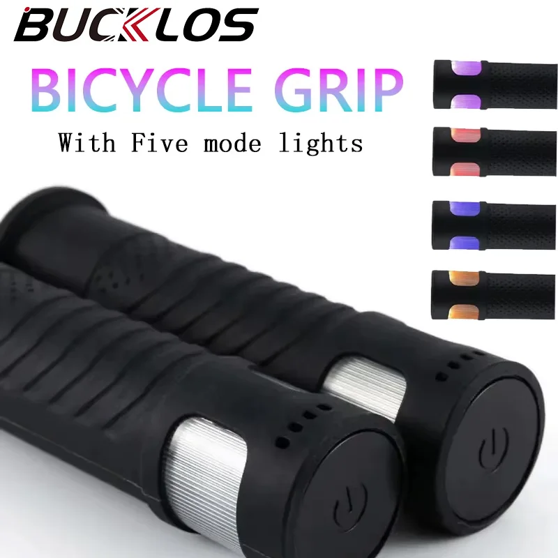 

Bicycle Handlebar Grips with LED Lights Silicone Electric Road Bike Handle Cover Touch Button MTB Cuffs Night Riding Accessories