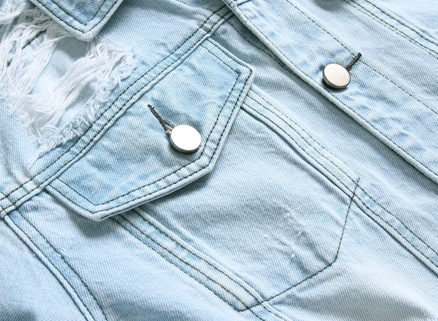 Lichtblauw gescheurd spijkerjack voor heren, klassiek mode slim fit jack LAM2015Llight