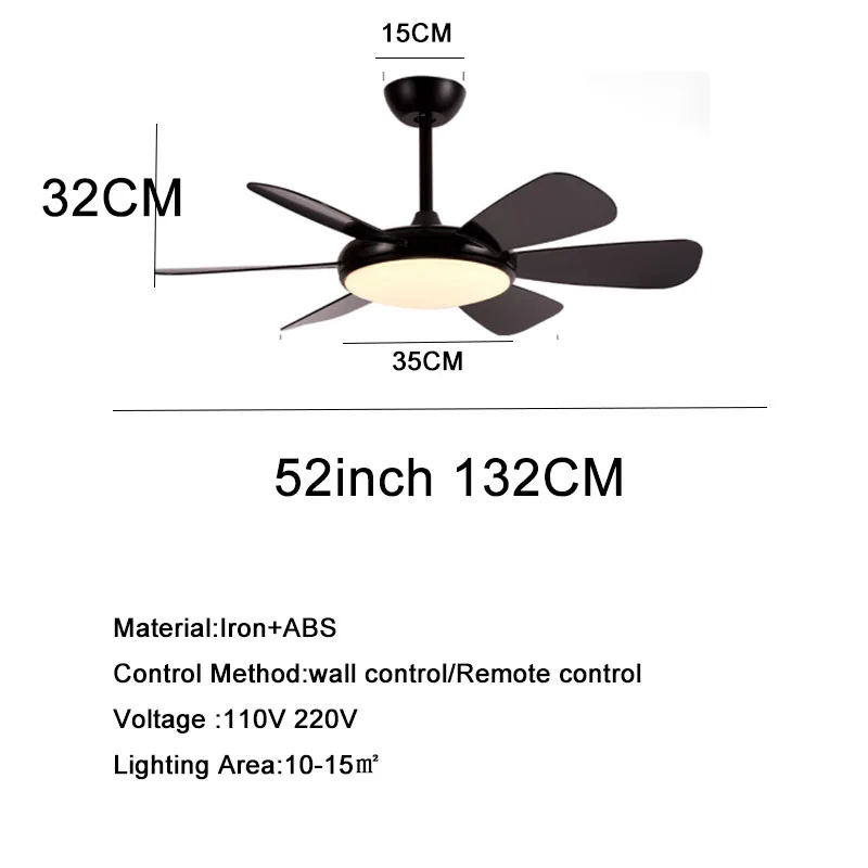 Imagem -03 - Grandes Ventiladores de Teto do Vento com Luz 52 Polegada Ventiladores de Refrigeração de Controle Remoto Lâmpada Lâminas Design Ventilador com Luz Ventiladores Brancos 110v 220v