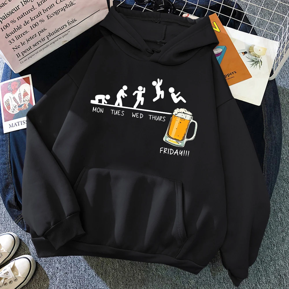 الرجال الجمعة البيرة طباعة هوديي متعة نمط الهيب هوب الربيع والخريف الرجال البلوز الشارع لباس غير رسمي البيرة Harajuku القمم الدافئة