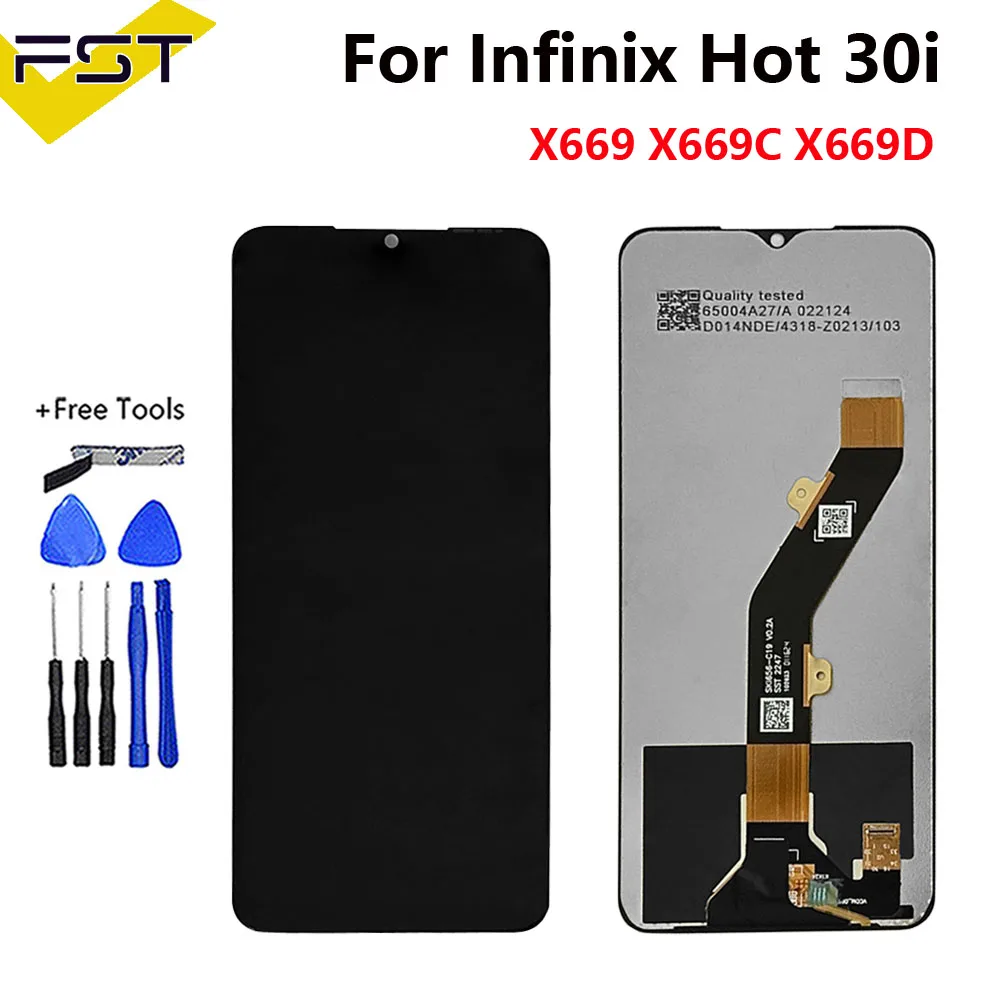 

ЖК-дисплей X669 X669C X669D 100% для Infinix Hot 30i, сенсорный экран, дигитайзер, панель в сборе, ЖК-экран