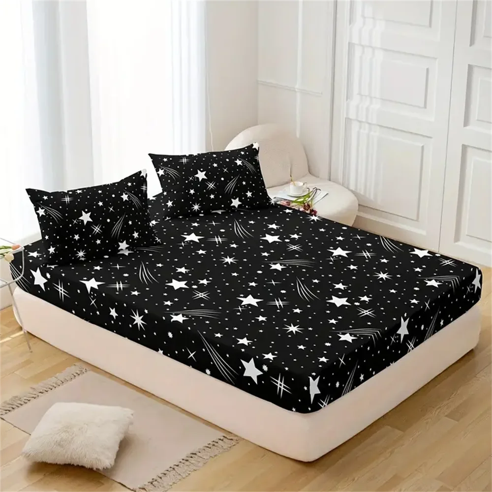 

Starry Night Fitted Sheet Set - Soft Microfiber, Deep Pockets, All-Around Elastic, Breathable, Hypoallergenic, and Wrinkle