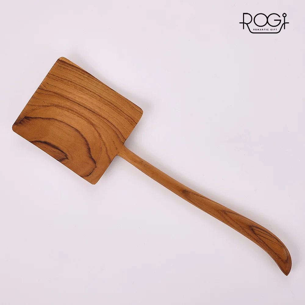 Rogi Teak Cooking Utensils Fish Turner Spatula Wooden Turner Wooden Spatula Rice Paddle