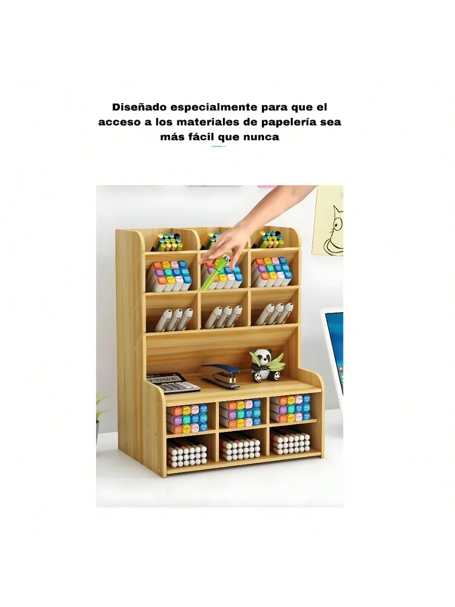 منظم مكتب خشبي قرطاسية مكتبية أسفل حامل القلم الرصاص حامل درج منزلي قابل للتعديل