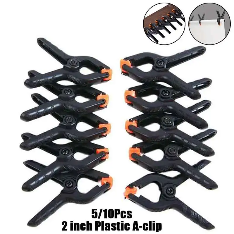 5/10Pcs 2inches Plastic Nylon Woodworking Clamps Spring A-clip for Photo Studio Background DIY Hand Tools Adjustable Pipe Clamp