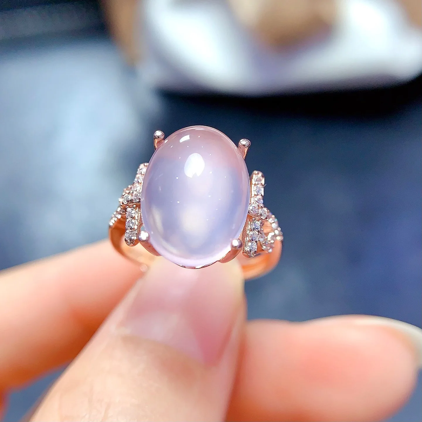 

KJJEAXCMY Boutique Jewelry Girls' Natural Pink Crystal Hibiscus Stone Ring 925 Pure Silver Plated Rose Gold Christmas Gift