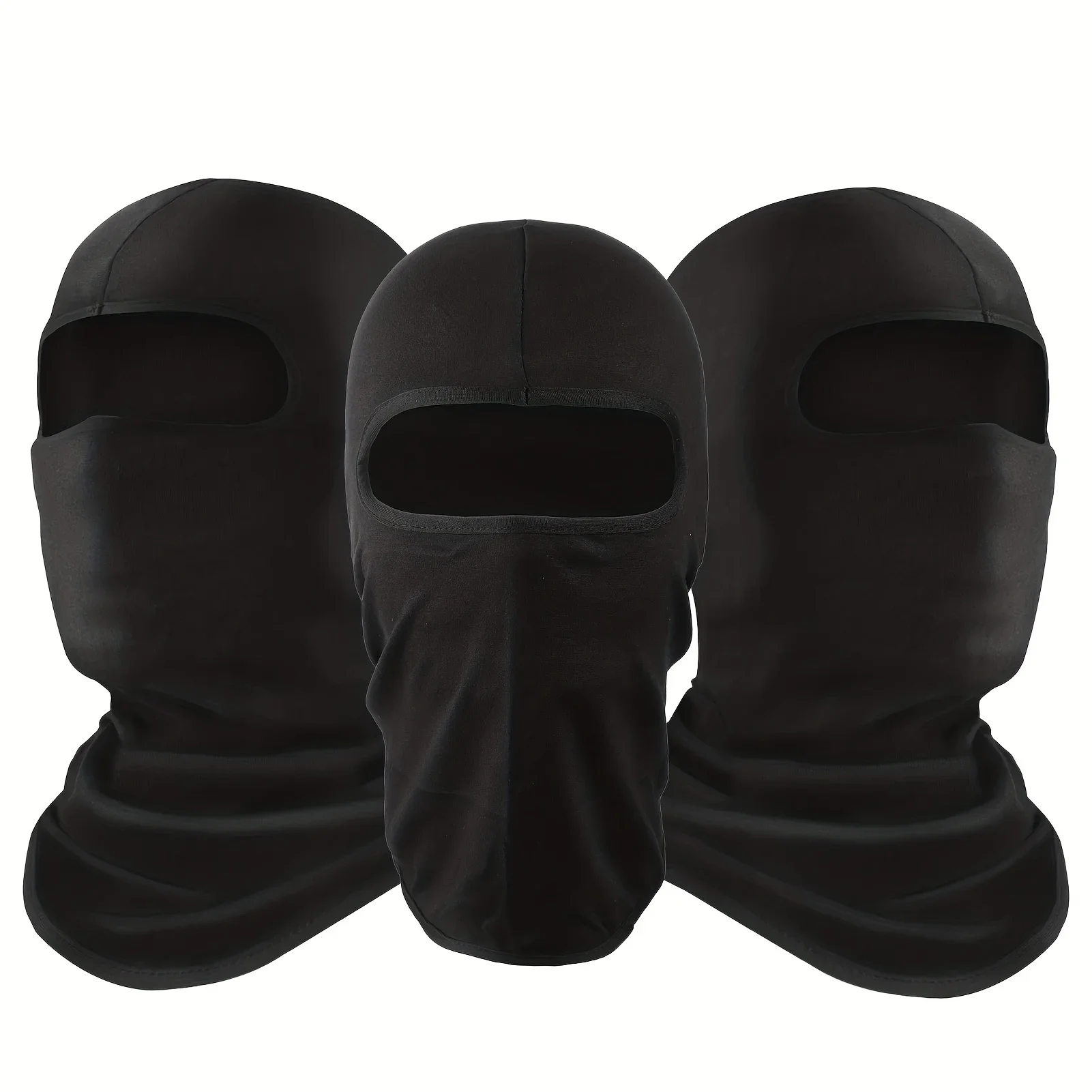 AliExpress 3pcs Breathable Black Balaclava Mask Scarf - UV Protection and Summer Cooling for Bike Riding, Motorcycle, Skiing