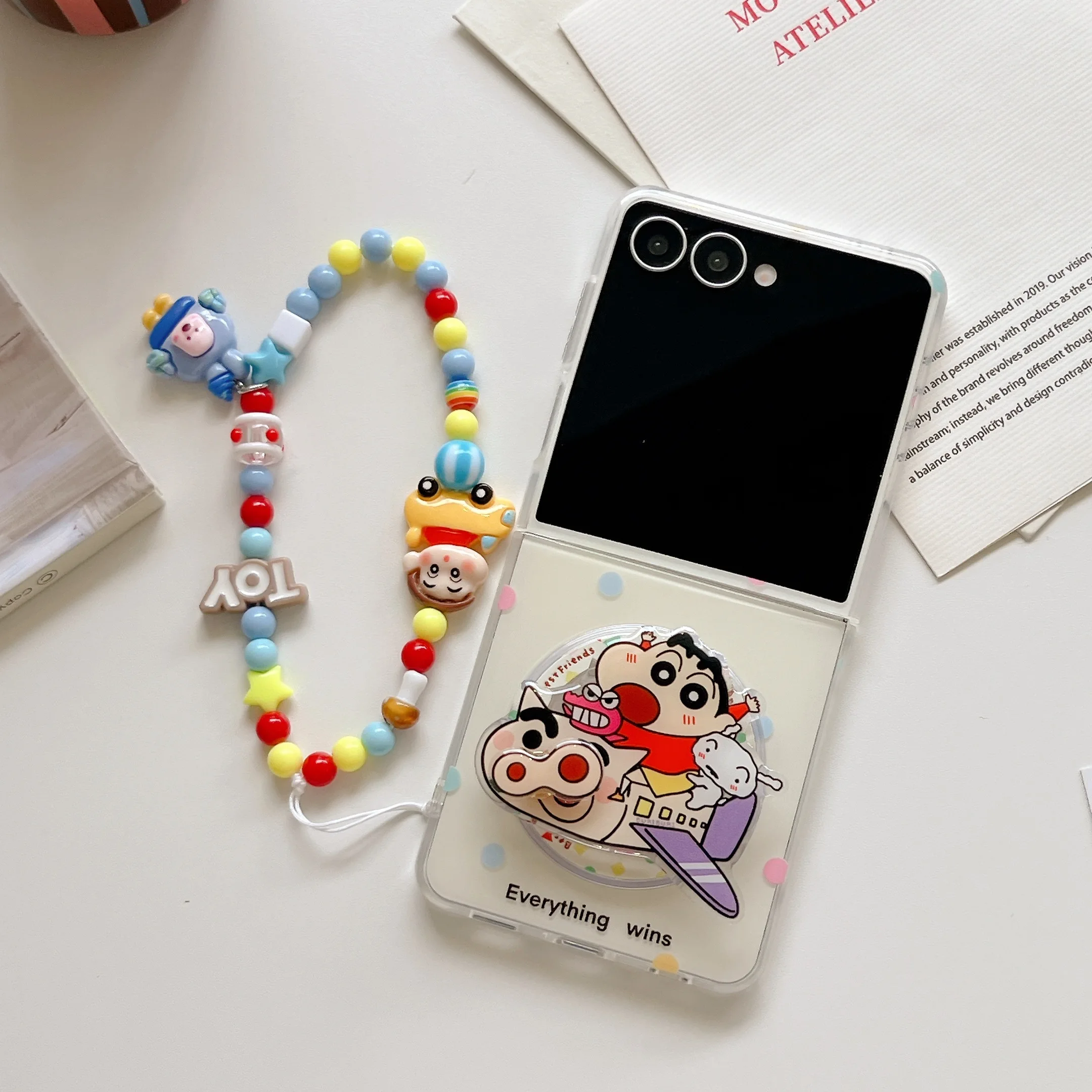 

Funny Cartoon Shin-chan Magnetic Phone Case for Samsung Galaxy Z Flip7 6 Flip6 7FE Flip5 4 3 5G Cover With Magsafe Stand Chain
