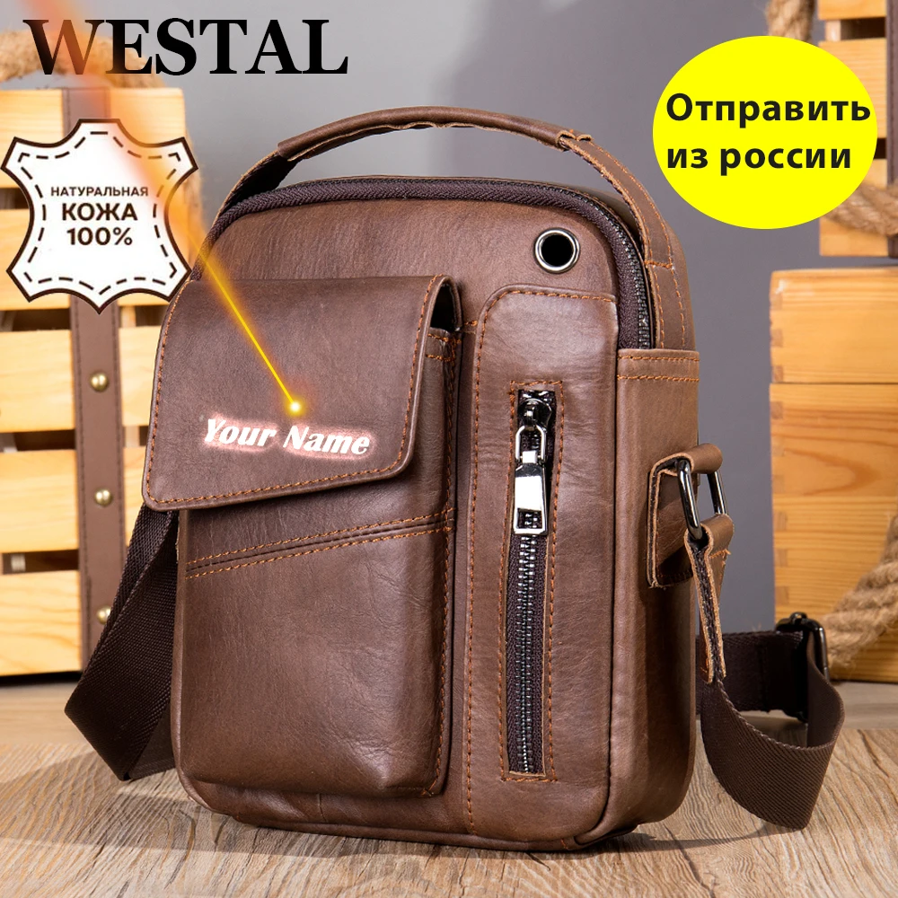 WESTAL Men\'s Shoulder Bag for Men Genuine Leather Bag Male Crossbody Bags Messenger Men\'s Desinger Bags Leather Handbags 8211