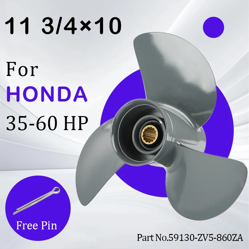 

Boat Propeller 11 3/4x10 For Honda 35-60hp Outboard Screw 11 3/4*10 Boat Motor Aluminum Alloy Propeller 3 Blade 13 Spline