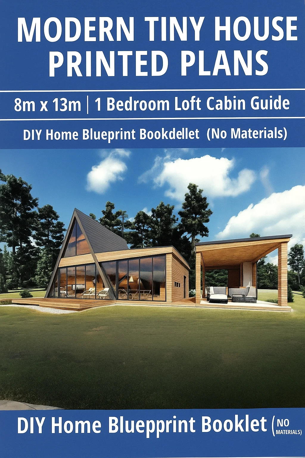 Modern Tiny House Printed Plans 8m x 13m | 1 Bedroom Loft Cabin Guide | DIY Home Blueprint Booklet (No Materials).