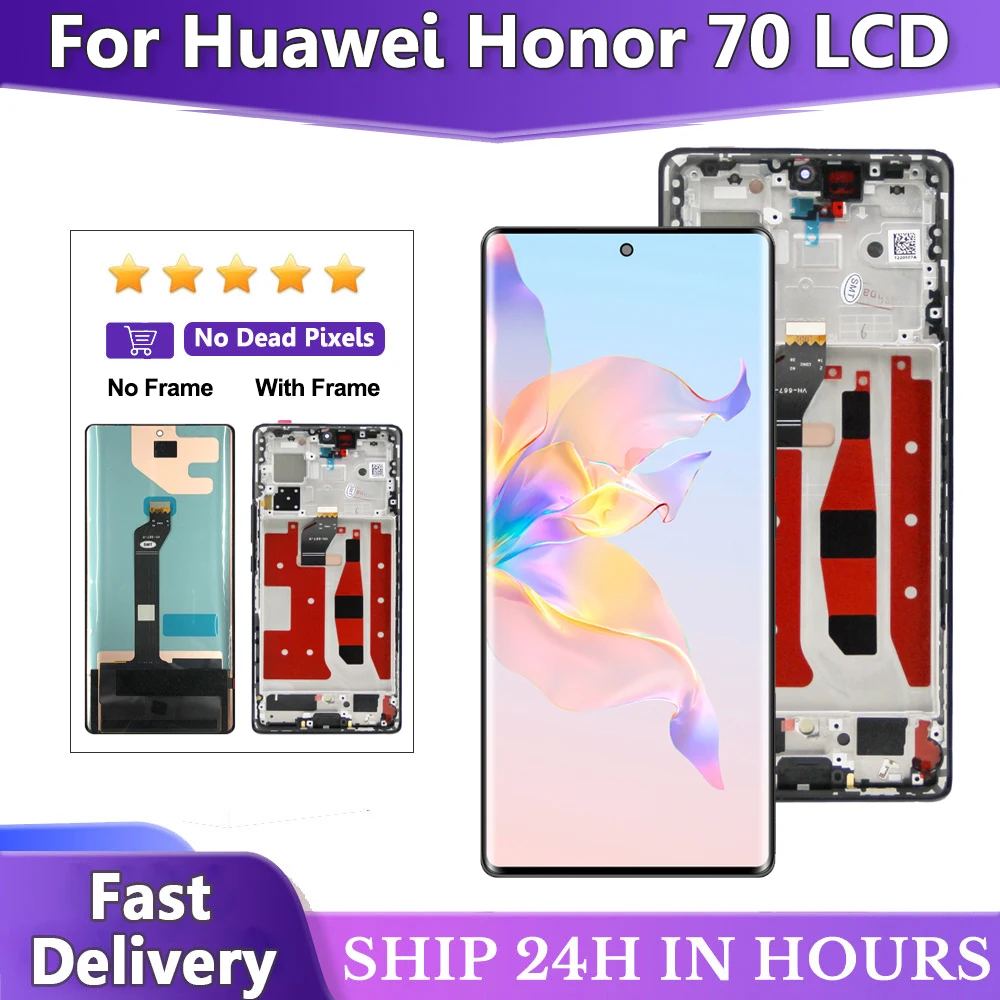 

6.67 inch Screen For Honor 70 LCD Display Touch Screen Digitizer Assembly For Honor 70 FNE-AN00 FNE-NX9 Display With Frame