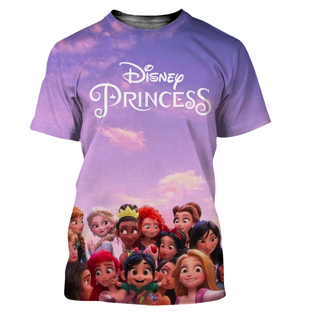 Disney Princess Summer T-Shirt Cartoon Anime Boy Girl 3D Printed Streetwear Kids/Adult Casual Fashion Crew Neck T-Shirt Top