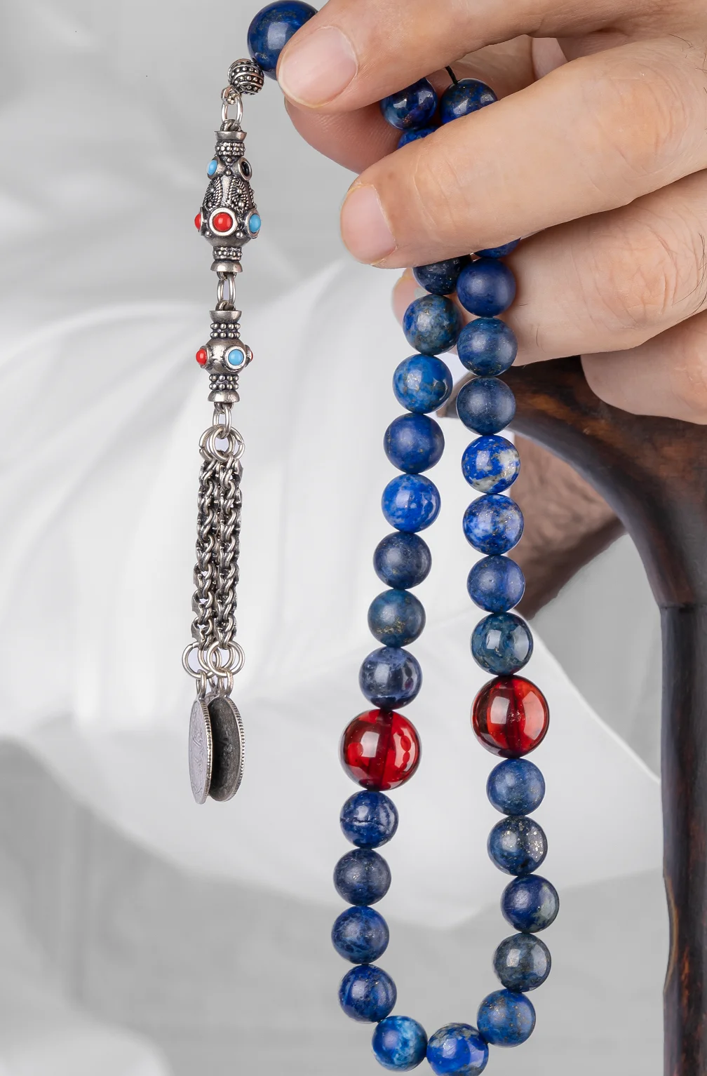 Lapis Lazuli +Faturan Aralar 500 Carat Silver Tasseled Rosary