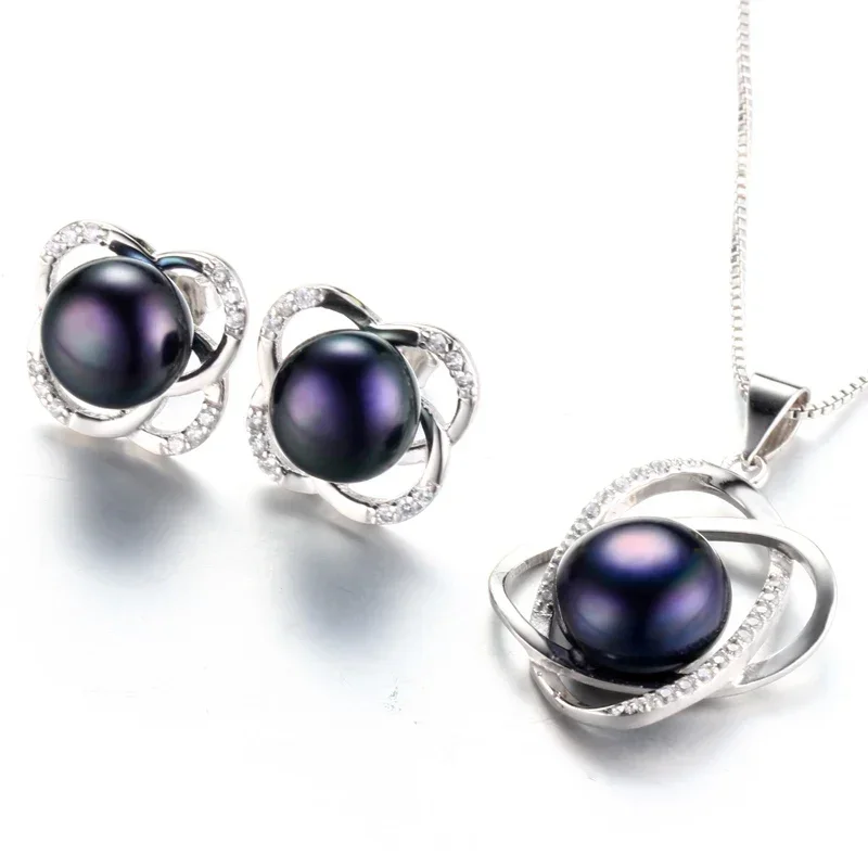 Dainashi naturalne słodkowodne perły 925 Sterling Silver wysokiej biżuteria ustaw skręcone geometryczne stadniny kolczyki naszyjnik dla kobiet — zdjęcie 2